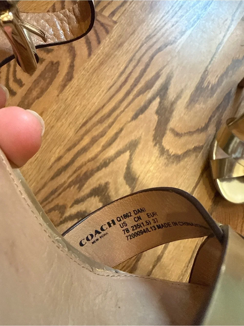 Coach Dani Mirror Metallic Gold Leather Strappy Heels Size 7